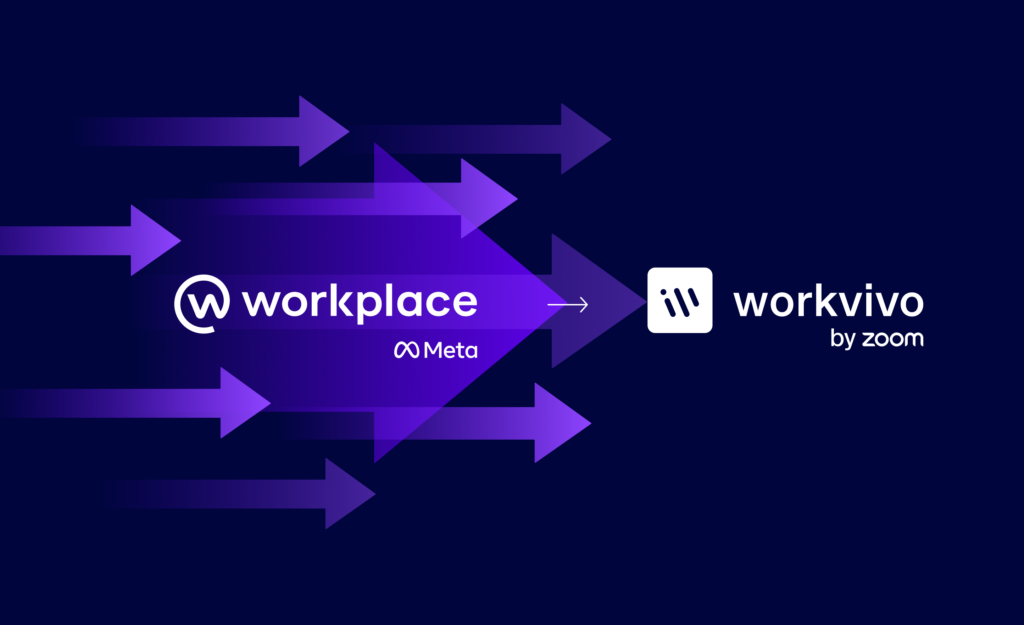 Meta Workplace and Workvivo logo graphic image