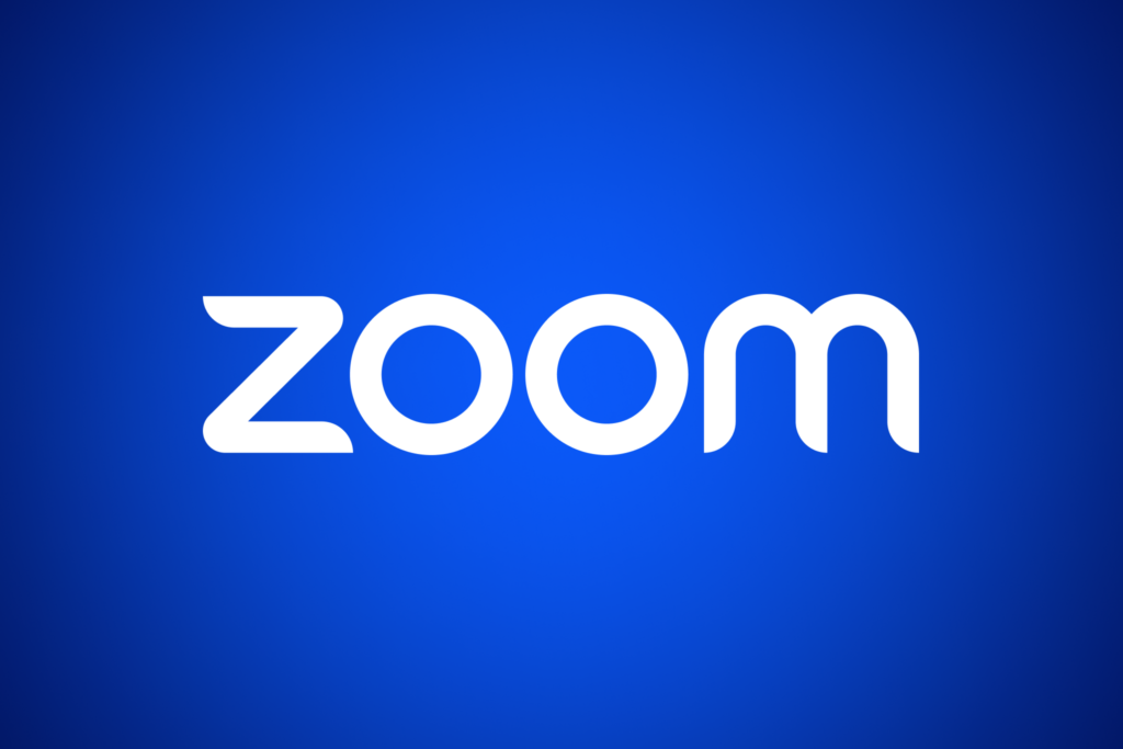 Zoom logo on a blue background